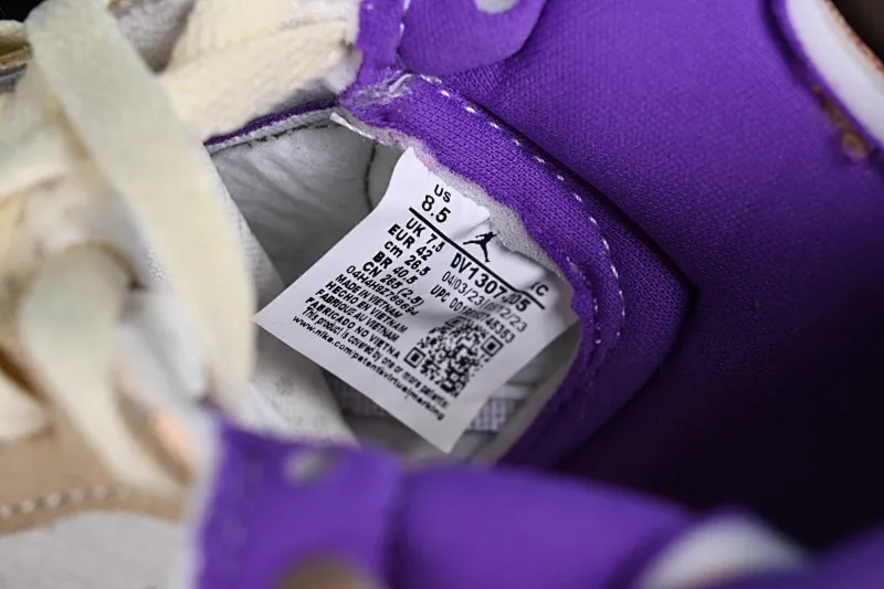 All categories Air Jordan Jordan series basketball shoes Air Jordan 1 High Air Jordan 1 Zoom CMFT AJ1 Joe 1 gray and purple color matching DV1307-205